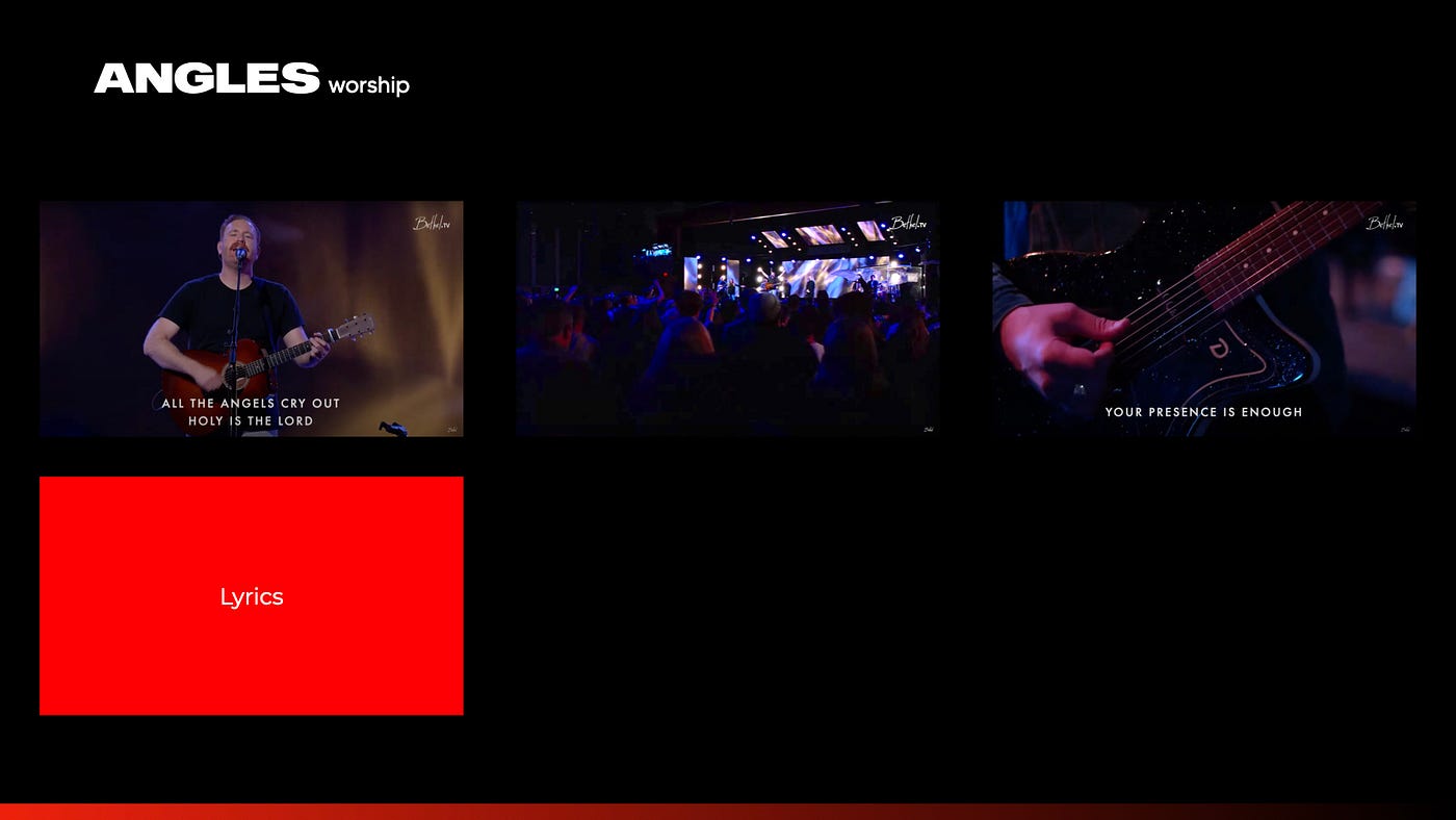 Worship angle shot list