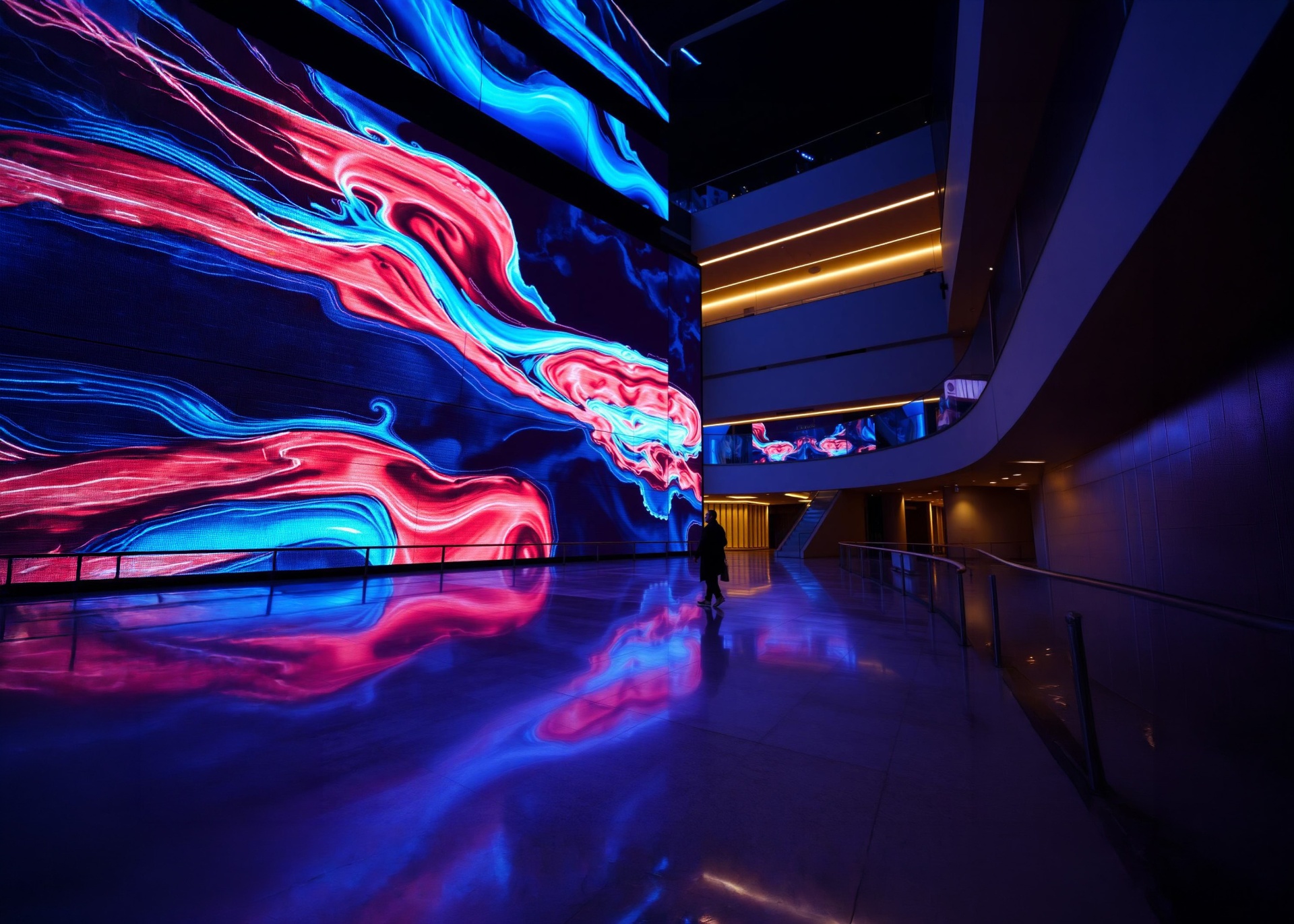 A fine-pitch LED canvas installation in a corporate atrium